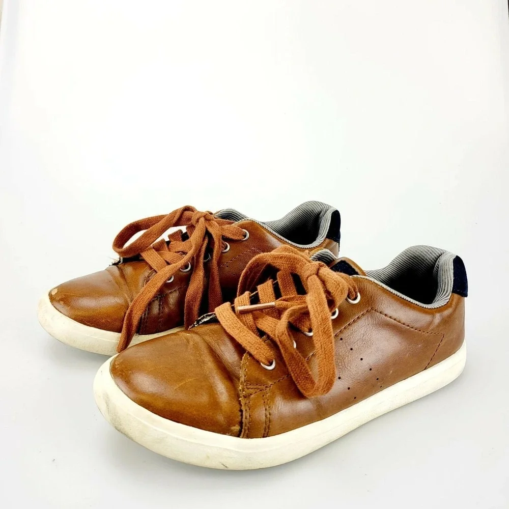 Classic Low Cut Leather Sneaker Toddler Boys 1 Chocolate Preppy HARPER CANYON